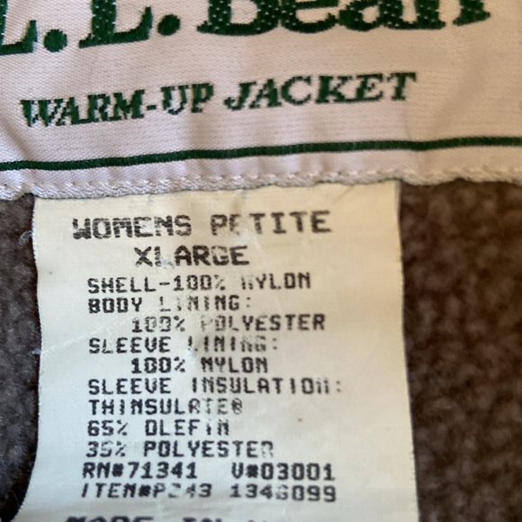 LL Bean warm-up jacket Women’s Petite XLarge in tan with chocolate lining - Picture 4 of 8
